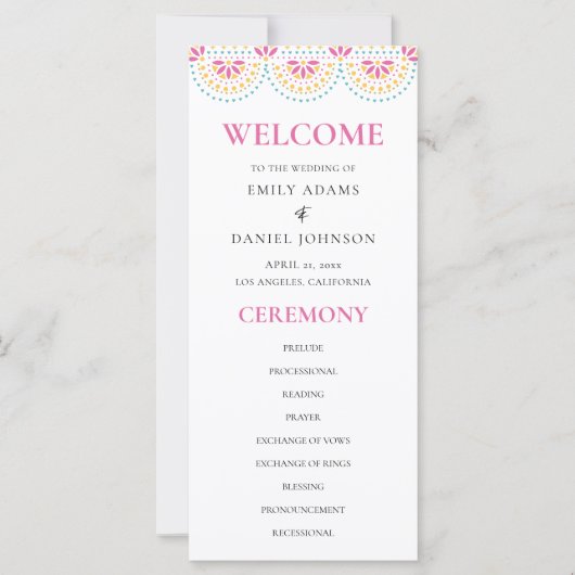 Beau Papel Picado Programme Mexicain de Mariage (Devant)