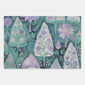 Beau Papier botanique pourpre et menthe (Devant 2)