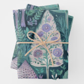 Beau Papier botanique pourpre et menthe (En situation)