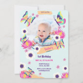 Beau papillon Anniversaire Invitation avec photo (Devant)