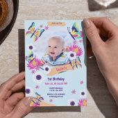 Beau papillon Anniversaire Invitation avec photo