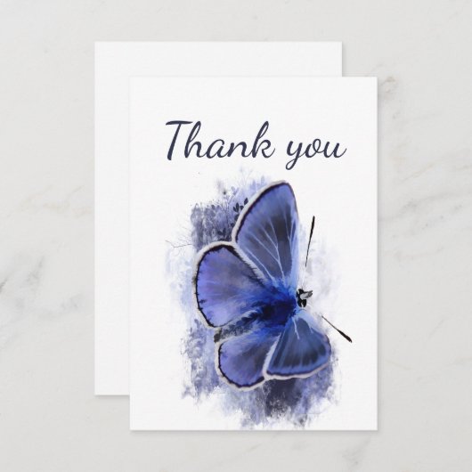 Beau papillon bleu Merci (Devant / Derrière)