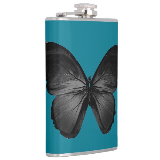 Beau Papillon noir sur flacon bleu foncé (Droite)