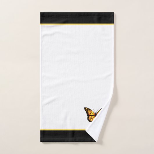 Beau papillon sur noir & blanc Monogrammed (Serviette à main)