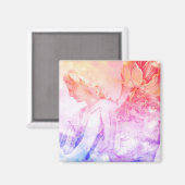 Beau Pastel Floral Angel Guardian aimant (Recto/Verso)