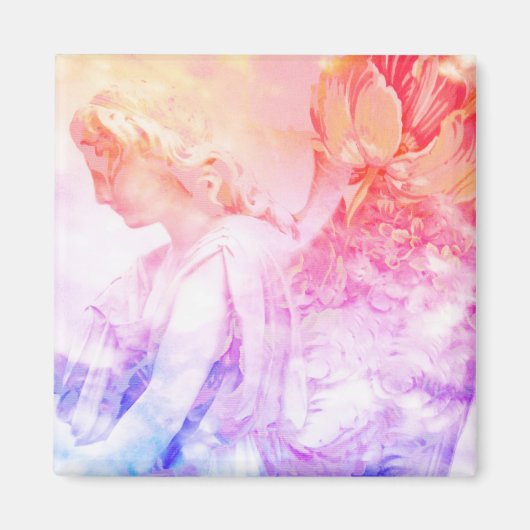 Beau Pastel Floral Angel Guardian aimant (Devant)