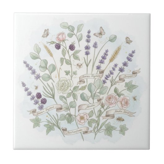 Beau Pastel Pays Français Carreaux muraux de cuisi (Devant)