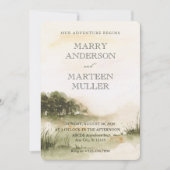 Beau paysage aquarelle faire-part de mariage (Devant)