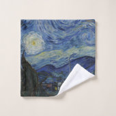 Beau paysage Bleu nuit Ciel d'or étoiles (Gant de toilette)