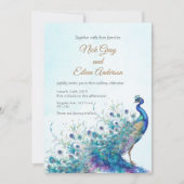 Beau Peacock et Faire-part de mariage de plume (Devant)