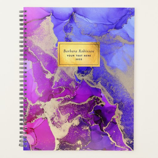 Beau Pink Purple Gold Abstrait Ink Planner (Devant)