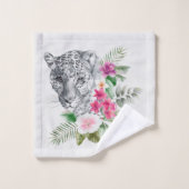 Beau portrait de tête de léopard en aquarelle (Gant de toilette)