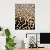 Beau Poster de animal tendance Leopard Faux (Bureau à domicile)