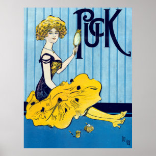 Beau poster vintage de galet de femme