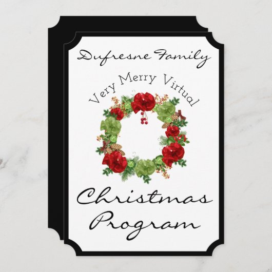 Beau programme de Noël virtuel Invitation (Devant / Derrière)