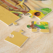 beau puzzle floral coloré de poule (Côté)