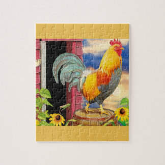 beau puzzle floral coloré de poule