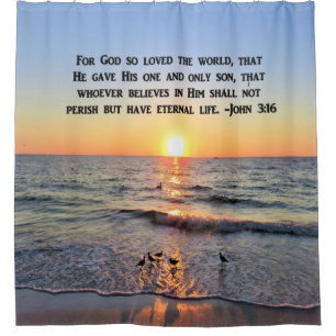 BEAU RIDEAU DE DOUCHE JOHN 3:16