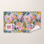 Beau rose Abstrait Botanique Monogrammé (Serviette à main)