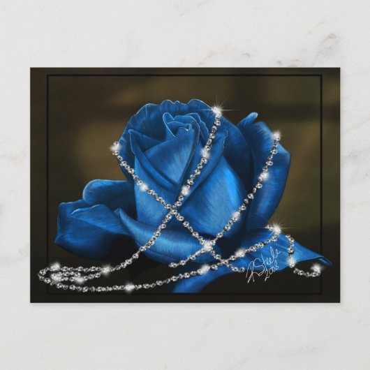 Beau Rose bleu enveloppé de diamants Carte postale (Devant)