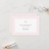 Beau rose En vichy Carte de remerciements de Baby (Devant/Arrière en situation)