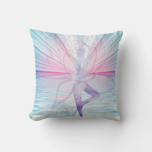 Beau rose et bleu Vrikshasana Yoga Coussin