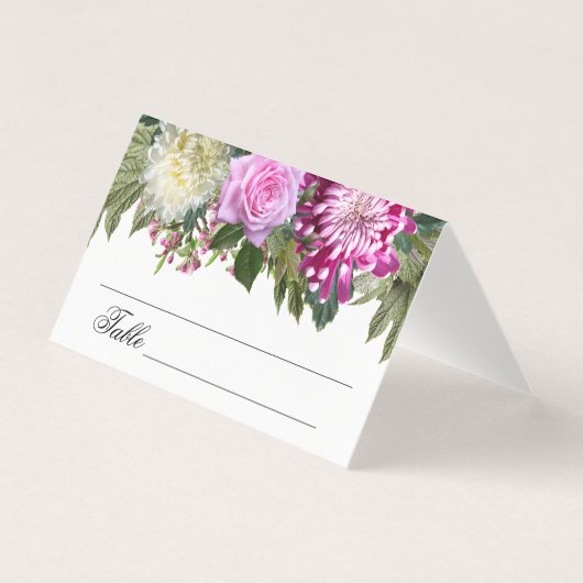 Beau rose Floral Numéro de table (Front)