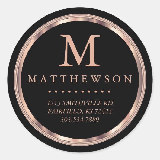 Beau Rose Gold et Black Étiquettes (Devant)