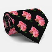 BEAU ROSE ROSE ROSE FLEURS GLOOMY NOIR CRAVATE (Roulé)