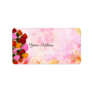 Beau Roses et papillons Étiquette de adresse