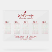 Beau Rouge Petit Mariage Acrylique Carte de siège (Recto)