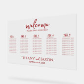 Beau Rouge Petit Mariage Acrylique Carte de siège (Angle)