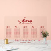 Beau Rouge Petit Mariage Acrylique Carte de siège (Mariage)