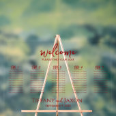 Beau Rouge Petit Mariage Acrylique Carte de siège (Neutre)