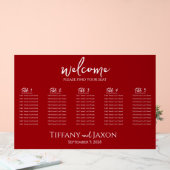 Beau Rouge Petit Mariage Acrylique Carte de siège (Mariage)