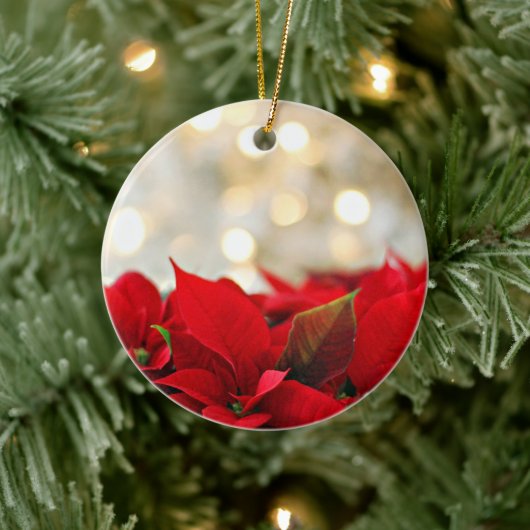 Beau Rouge Poinsettias Ornement de Noël (Arbre)