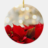 Beau Rouge Poinsettias Ornement de Noël (Dos)