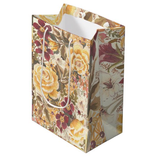 Beau sac cadeau d'automne fleuri (Devant Angle)