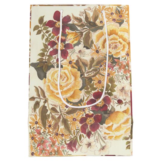 Beau sac cadeau d'automne fleuri (Dos)