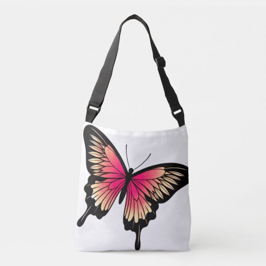 Beau Sac fourre-tout carrossable rose papillon (Devant)