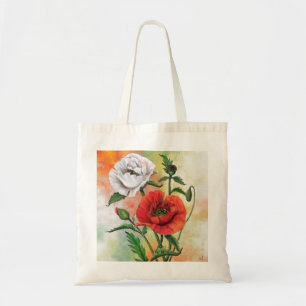 Beau Sac fourre-tout de pavots blancs rouges