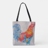Beau Sac fourre-tout Rooster Rouge Aquarelle (Dos)