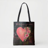 Beau Sac fourre-tout rose Coeur noir (Devant)