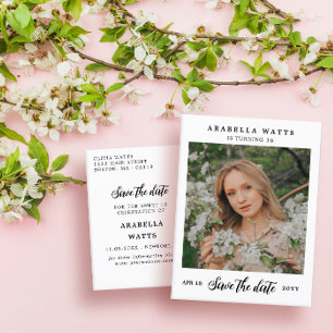 Beau Script Invitation Photo Enregistrez la Date p