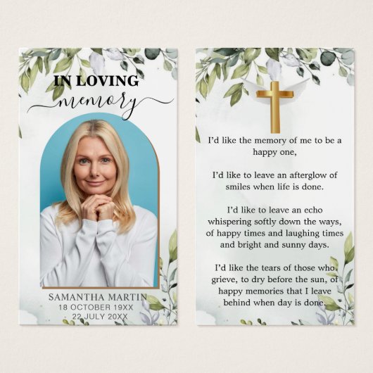 Beau Signet funéraire commémoratif des Eucalyptus (Devant & derrière)