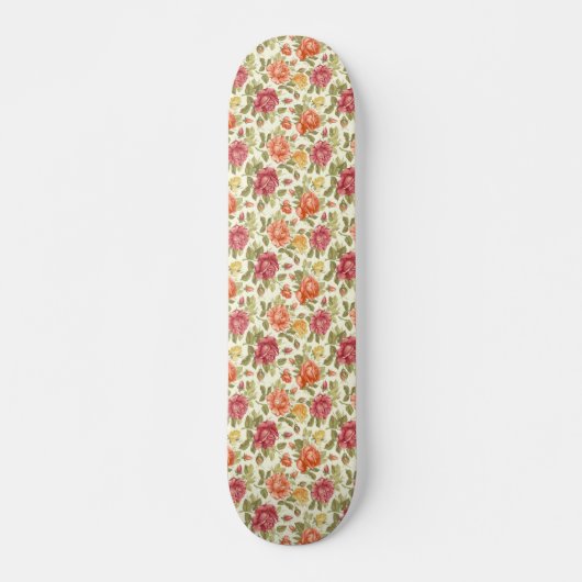 Beau Sketch Floral Abstrait Skateboard (Devant)