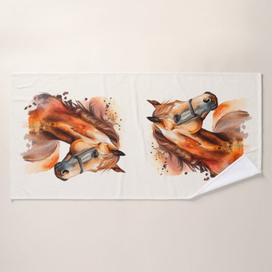 Beau Sorrel Horse Portrait (Serviette de bain)