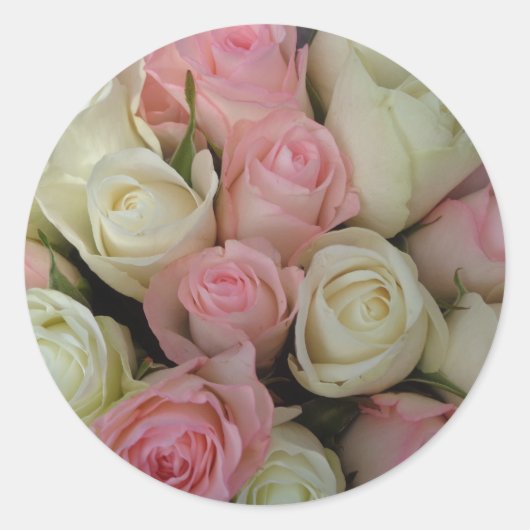 Beau Sticker Bouquet Roses Blanches Rose (Devant)