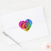 Beau Sticker Coeur Rose Arc-en-ciel (Enveloppe)