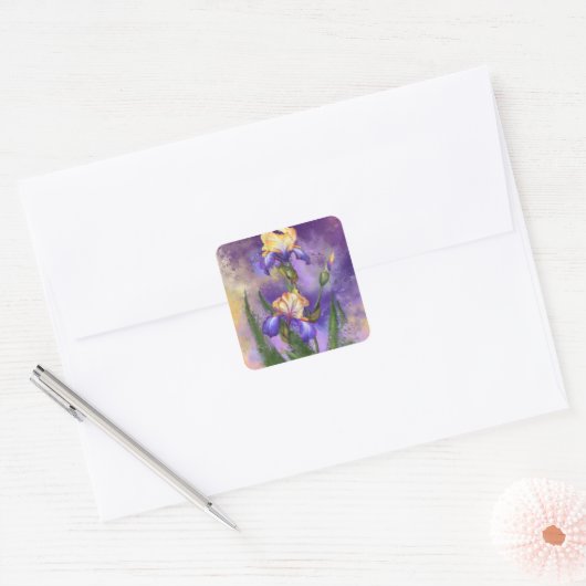 Beau Sticker Iris Fleurs Irises (Enveloppe)